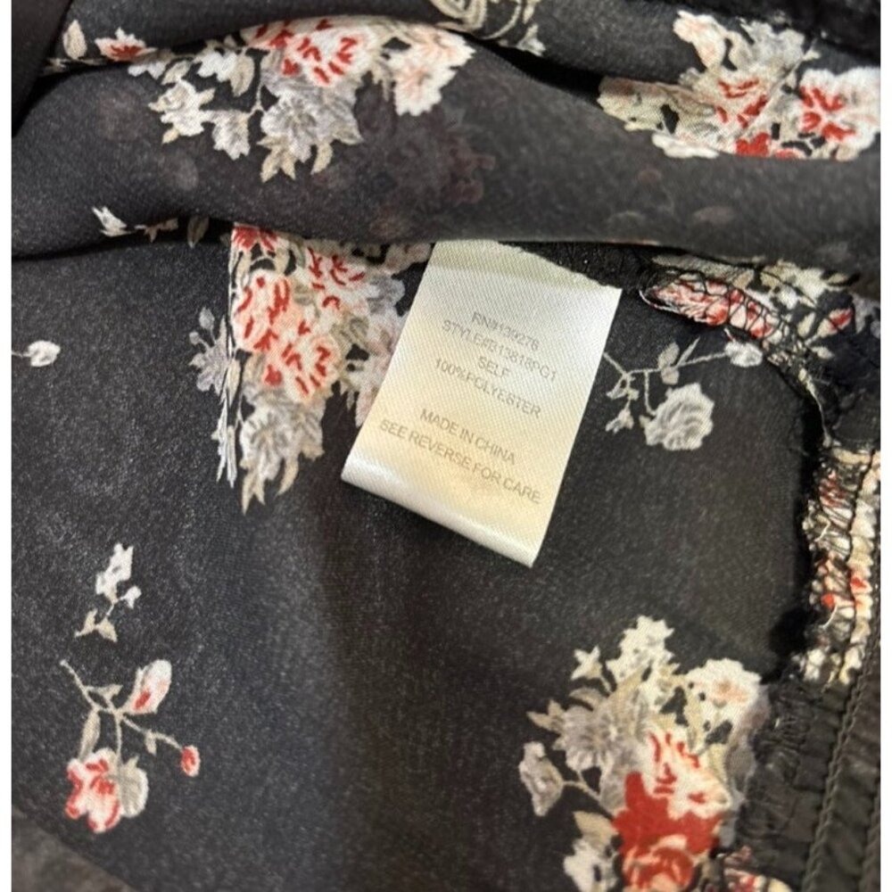 Black Rainn Semi-Sheer Black Floral Drawstring Bell Sleeve Crotched Lace Size L - Picture 12 of 13